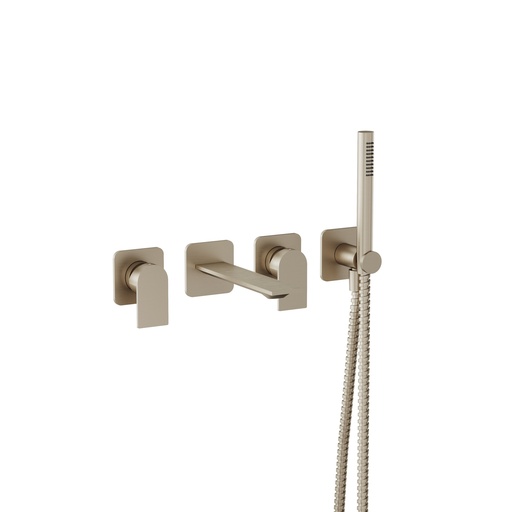 [AQB-92N04BN] Aquabrass 92N04BN Alpha Wall Mount Tub Filler With Handshower Brushed Nickel