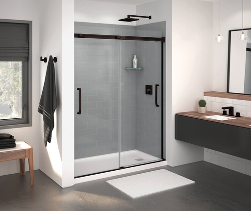 [MAAX-138762-900-173-000] Maax 138762-900-173-000 Inverto 56-59 x 70 _-74 in. 8mm Bypass Shower Door for Alcove Installation with Clear glass in Dark Bronze