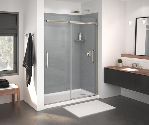 [MAAX-138762-900-305-000] Maax 138762-900-305-000 Inverto 56-59 x 70 _-74 in. 8mm Bypass Shower Door for Alcove Installation with Clear glass in Brushed Nickel