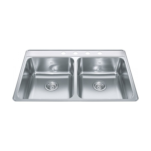 [KIN-CDLA3322-8-4CB] Kindred CDLA3322-8-4CB Creemore Drop In Double Bowl Stainless Steel Kitchen Sink