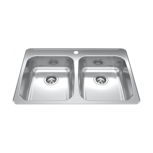 [KIN-RDLA3322-55-1] Kindred RDLA3322-55-1 Reginox Drop In Double Bowl Stainless Steel Kitchen Sink