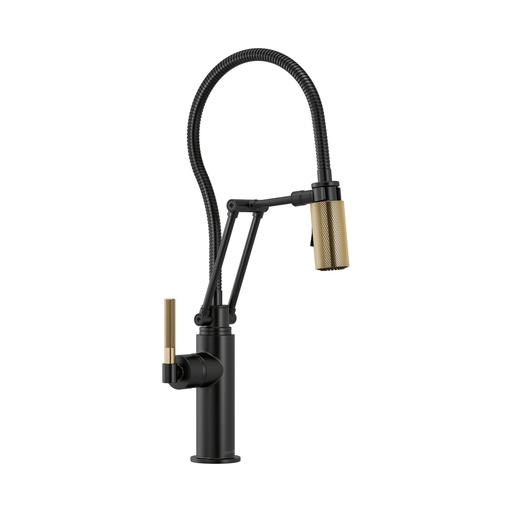 [BRI-63143LF-BLGL] Brizo 63143LF-BLGL Litze Articulating Faucet With Knurled Handle Matte Black Luxe Gold