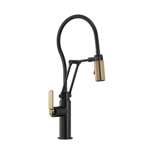 [BRI-63144LF-BLGL] Brizo 63144LF-BLGL Litze Articulating Faucet With Industrial Handle Matte Black Luxe Gold