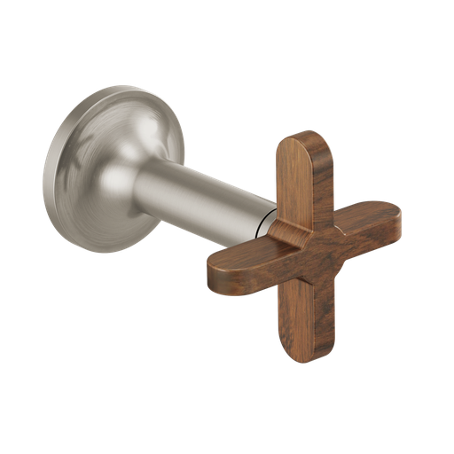 [BRI-HX5875-BNWD] Brizo HX5875-BNWD Odin Wall Mount Lavatory Cross Handles Brilliance Brushed Nickel Wood
