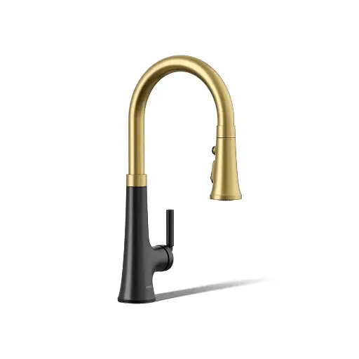 [KOH-23766-BMB] Kohler 23766-BMB Tone Touchless Pull Down Kitchen Sink Faucet Matte Black Brushed Modern Brass