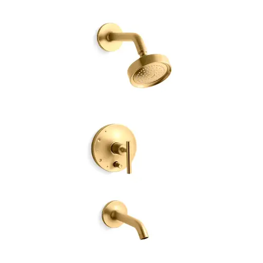 [KOH-T14420-4-2MB] Kohler T14420-4-2MB Purist Rite-Temp Bath and Shower Trim Kit Vibrant Brushed Moderne Brass