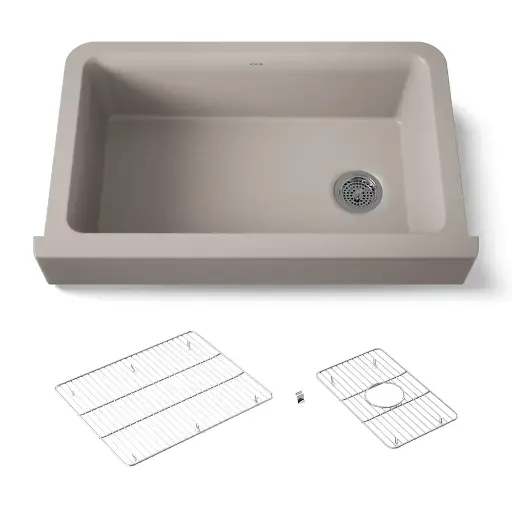 [KOH-25784-CM3] Kohler 25784-CM3 Cairn Undermount Single Bowl Farmhouse Kitchen Sink Matte Taupe