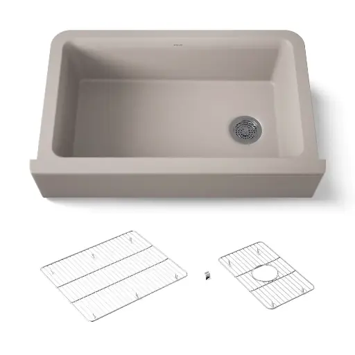 [KOH-25786-CM3] Kohler 25786-CM3 Cairn 34" Undermount Single Bowl Farmhouse Kitchen Sink Matte Taupe