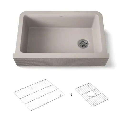 [KOH-25788-CM3] Kohler 25788-CM3 Cairn 34" Undermount Single Bowl Farmhouse Kitchen Sink Matte Taupe