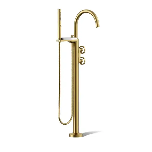 [KOH-T77984-9-2MB] Kohler T77984-9-2MB Components Freestanding Bath Faucet Industrial Handles Vibrant Brushed Moderne Brass