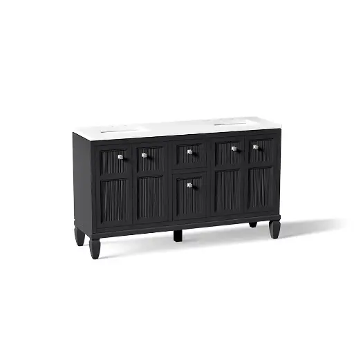 [KOH-33539-ASB-1WX] Kohler 33539-ASB-1WX Hearthaven 60" Vanity Cabinet With Sink Slate Grey