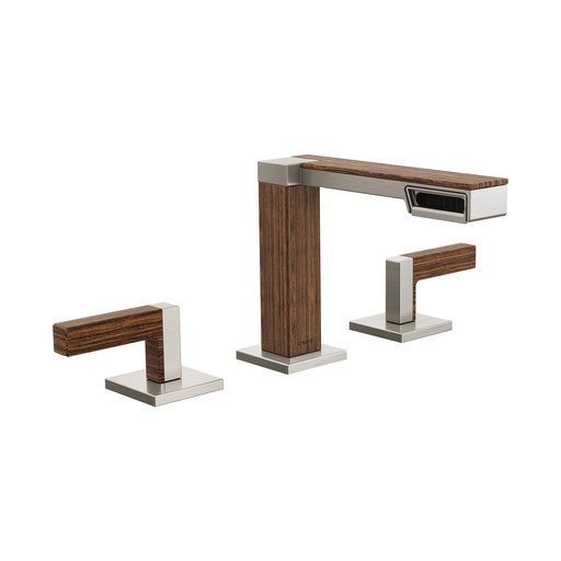 [BRI-65322LF-NKTKLHP] Brizo 65322LF-NKTKLHP Frank Lloyd Wright Widespread Lavatory Faucet Less Handles Luxe Nickel Wood