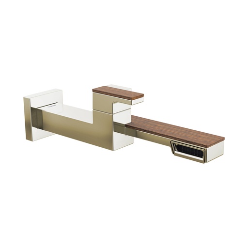 [BRI-T65722LF-PNTK] Brizo T65722LF-PNTK Frank Lloyd Wright Wall Mount Lavatory Faucet Brilliance Polished Nickel Wood