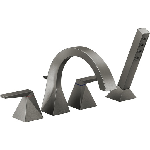 [DEL-T4746-KS-PR] Delta T4746-KS-PR Trillian 4-Hole Roman Tub With Handshower Trim Lumicoat Black Stainless