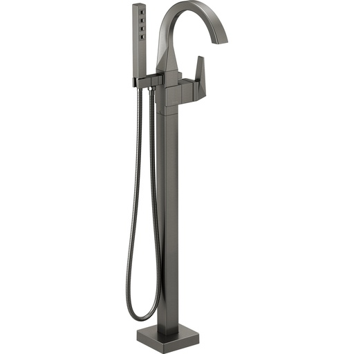[DEL-T4746-KS-PR-FL] Delta T4746-KS-PR-FL Trillian Floor Mount Tub Filler Trim Lumicoat Black Stainless
