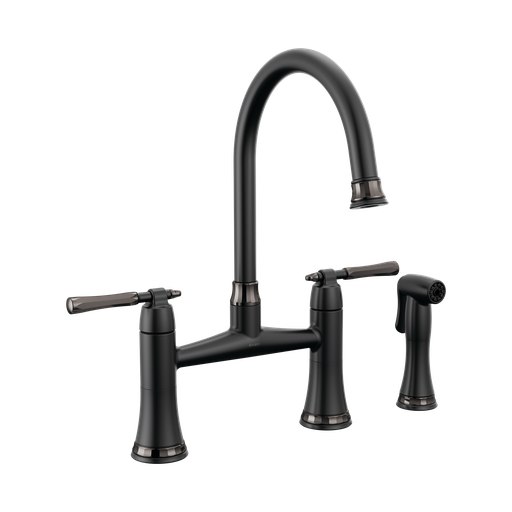 [BRI-62558LF-BLBNX] Brizo 62558LF-BLBNX Tulham Bridge Kitchen Faucet with Side Spray Matte Black Black Onyx