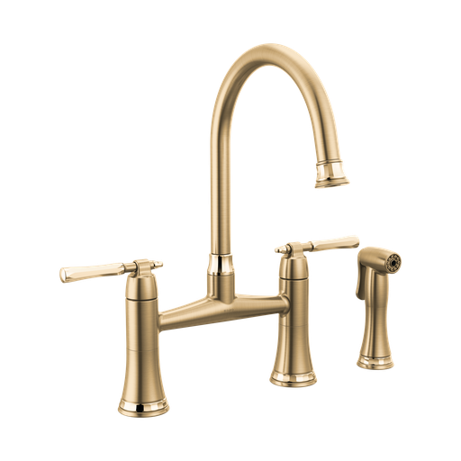[BRI-62558LF-GLPG] Brizo 62558LF-GLPG Tulham Bridge Kitchen Faucet with Side Spray Luxe Gold Polished Gold
