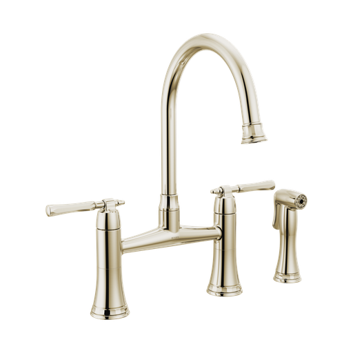 [BRI-62558LF-PN] Brizo 62558LF-PN Tulham Bridge Kitchen Faucet with Side Spray Polished Nickel