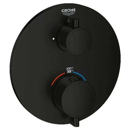 [GRO-241332430] Grohe 241332430 Grohtherm Round Dual Function 2-Handle Thermostatic Trim Matte Black