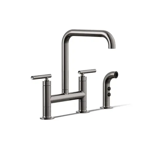 [KOH-7548-4-TT] Kohler 7548-4-TT Purist Two Hole Bridge Kitchen Faucet Vibrant Titanium
