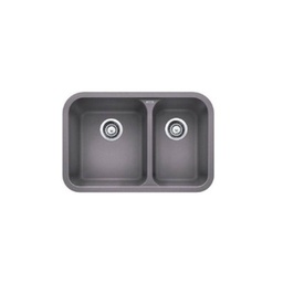 [BLA-401674] Blanco 401674 Vision U 1 1/2 Undermount Double Kitchen Sink Metallic Gray