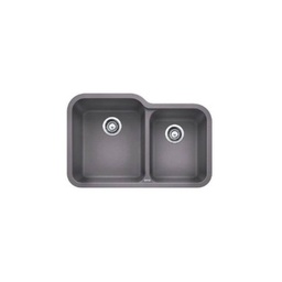 [BLA-401676] Blanco 401676 Vision U 1.75 Double Undermount Kitchen Sink Metallic Gray