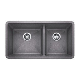 [BLA-401682] Blanco 401682 Precis U 1.75 Undermount Double Kitchen Sink Metallic Grey