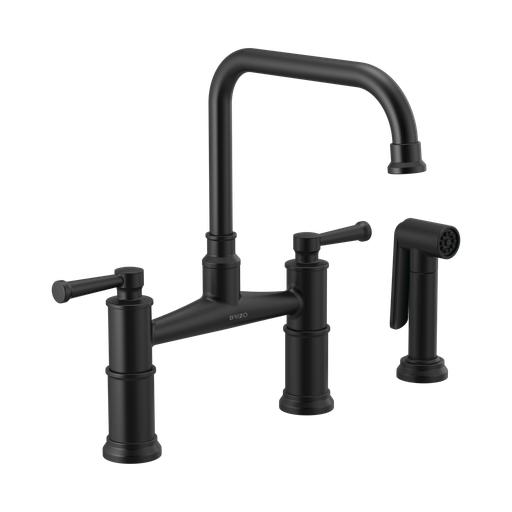 [BRI-62525LF-BL] Brizo 62525LF-BL Artesso Two Handle Bridge Kitchen Faucet With Spray Matte Black