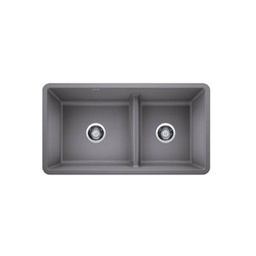 [BLA-402068] Blanco 402068 Precis U 1 3/4 Low Divide Double Sink Metallic Gray