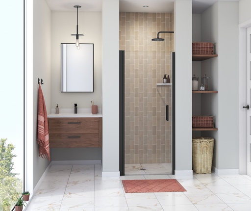 [MAAX-138265-900-340-100] Maax 138265-900-340-100 Manhattan 33-35 x 68 in. 6 mm Pivot Shower Door for Alcove Installation with Clear glass & Round Handle in Matte Black