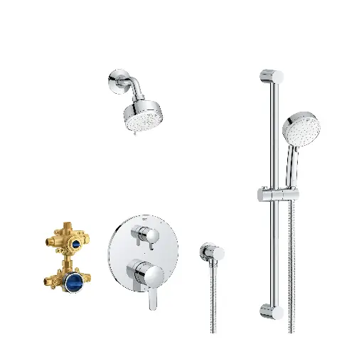 [GRO-29429000] Grohe 29429000 Cosmopolitan 2-Handle Pressure Balance Shower Bundle StarLight Chrome