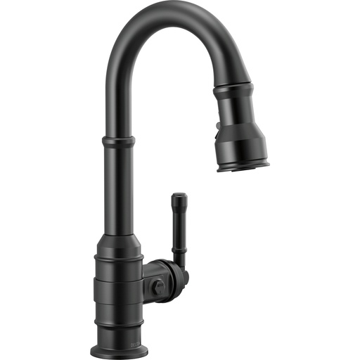 [DEL-9990-BL-DST] Delta 9990-BL-DST Broderick Pull-Down Bar Prep Faucet Matte Black