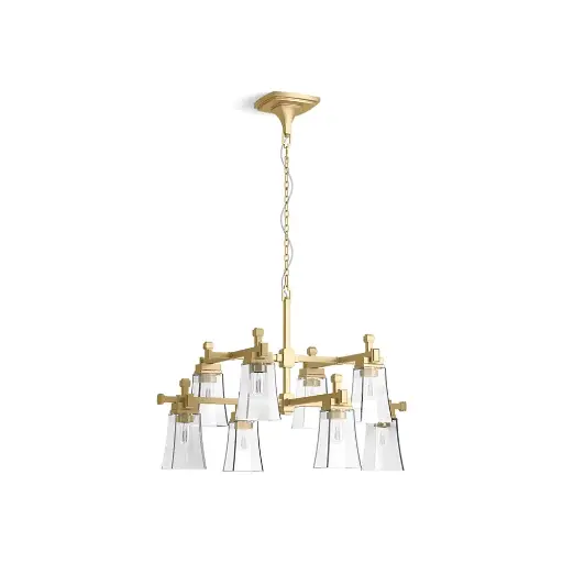 [KOH-31759-CH08-2GL] Kohler 31759-CH08-2GL Riff 35" 8 Light Chandelier Brushed Moderne Brass