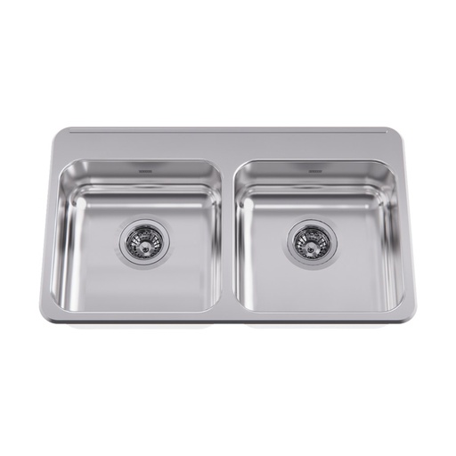 [FRA-ALBD4405P-1-1] Franke ALBD4405P-1-1 Double With Ledge 18 Gauge Stainless Steel