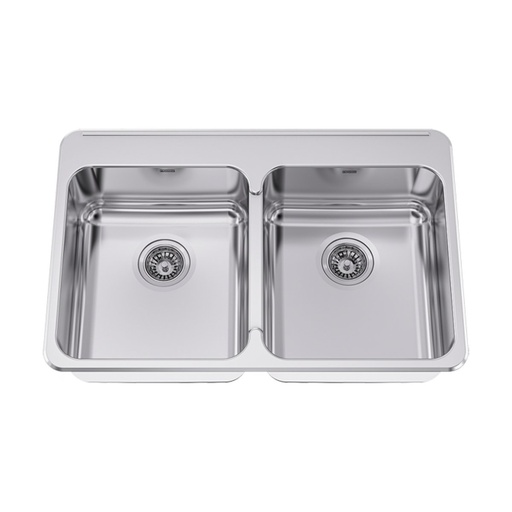 [FRA-LBD7508P-1-1] Franke LBD7508P-1-1 Double Sink With Ledge 18 Gauge Stainless Steel